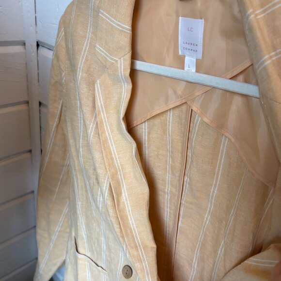 Lauren Conrad Linen Blend Double Pinstripe Blazer - Picture 4 of 6